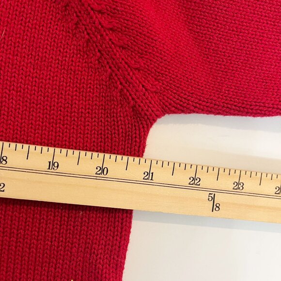 Vintage Lauren Ralph Lauren Red Quarter Zip Pullover Sweater Crest - Size Medium - Picture 5 of 6